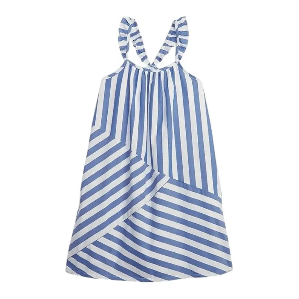 Baby GAP Blue White Stripe Sundress 100% Cotton 18–24 Months Ruffle Straps